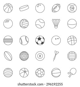Sport Ball line icons set.Vector