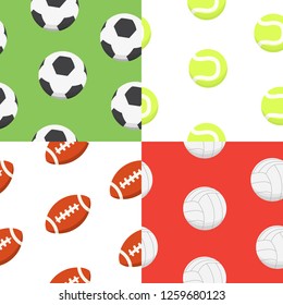 Sport ball pattern. Vector seamless background. Sporting equipment pattern.