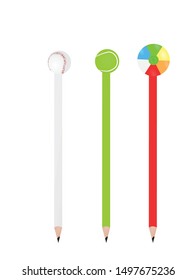 Sport ball pencil set. vector illustration