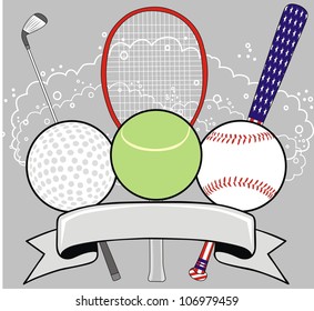 sport ball and ribbon