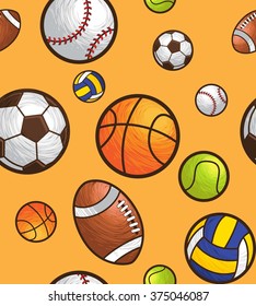 Sport ball seamless pattern vector