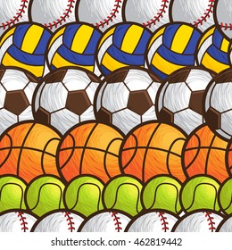 Sport ball seamless pattern vector