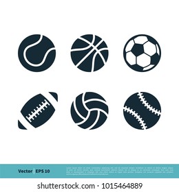 Diseño de ilustraciones de plantillas de logotipo del vector de iconos de conjunto de bolas deportivas. Vector EPS 10.