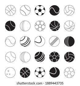 Sport Ball Vector Icon Set. Black And White