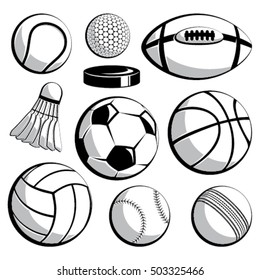 Sport ball vector set on isolated background