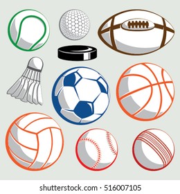 Sport ball vector set on isolated background