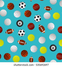Sport Balls for Different Games Background Pattern. Vector