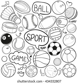 Sport Balls Doodle Icons Hand Made Stock Vector (royalty Free 