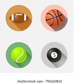 Sport balls flat icons