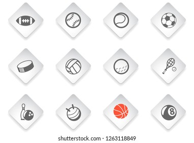sport balls flat rhombus web icons for user interface design
