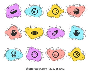 sport balls glyph vector icons on color bubble shapes isolated on white background. sport balls icon set for web design, mobile apps and ui design