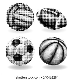 Sport balls halftone