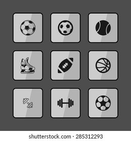 sport balls hockey icon set