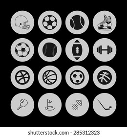 sport balls hockey icon set