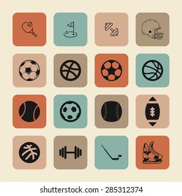 sport balls hockey icon set