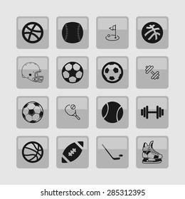 sport balls hockey icon set