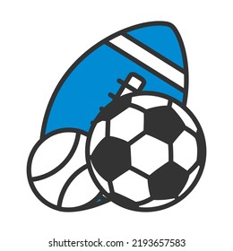 Sport Balls Icon. Editable Bold Outline With Color Fill Design. Vector Illustration.
