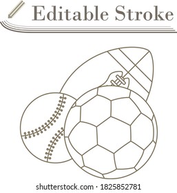 Sport Balls Icon. Editable Stroke Simple Design. Vector Illustration.