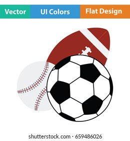 Sport balls icon. Flat color design. Vector illustration.