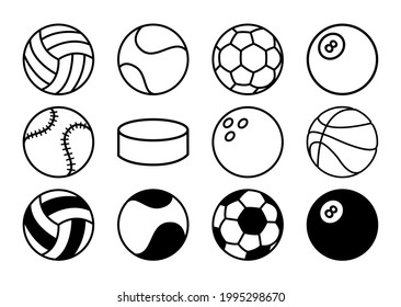 Sport balls icon set. Flat pictogram vector stock illustration. Isolated sign eps10