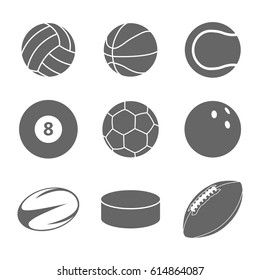 Sport balls icon set on white background
