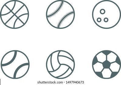 Sport balls icon set. Vector illustration