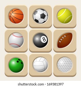 Sport balls icon set. Vector illustration.