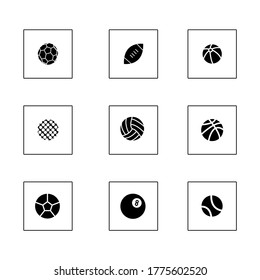 Sport Balls Icon Set Vector. SolidStyle
