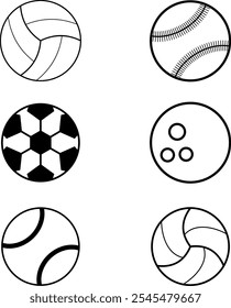 Sport balls icon set. Vector illustration