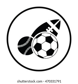 Sport balls icon. Thin circle design. Vector illustration.