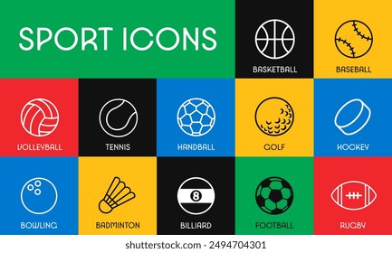 Sport Balls icon vector illustration set on colorful background 