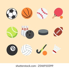 Sport balls icons collection  cartoon style