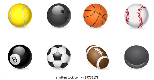 Sport balls icons isolated on white background. Vector art.