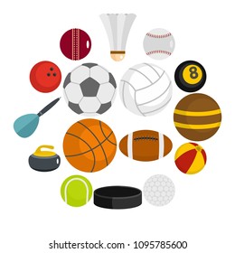 Sport balls icons set in flat style isolated vector illustration