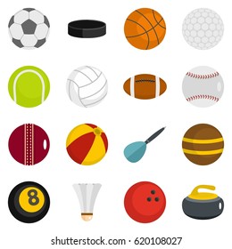 Sport balls icons set in flat style isolated vector illustration