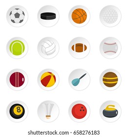 Sport balls icons set in flat style isolated vector icons set illustration