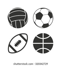 Sport Balls Icons Volleyball Basketball Soccer Stock Vector (Royalty ...