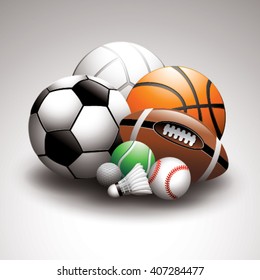 Sport balls on a light background