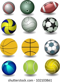 sport balls on a white background