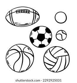 Sport balls on white background. Vector illustration.