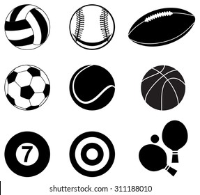 Sport balls on white background.Vector Illustration