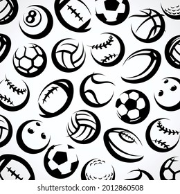 Sport balls pattern background set. Collection icons sport balls. Vector