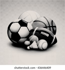 Sport balls - raster, dot version