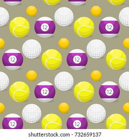 Sport balls seamless pattern background tournament win round basket soccer equipment vector illustration.