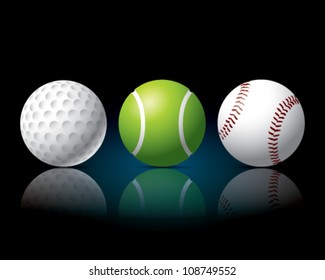 Sport Balls set Golf, tennis, baseball