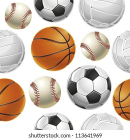 Sport Balls Set Seamless pattern. Vector illustration