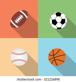 sport balls set, vector flat style