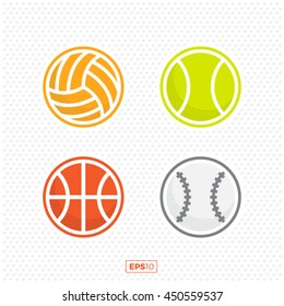 Sport balls set vector illustration flat style on white background