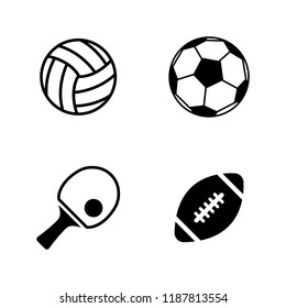 Sport Balls. Simple Related Vector Icons Set for Video, Mobile Apps, Web Sites, Print Projects and Your Design. Sport Balls icon Black Flat Illustration on White Background.