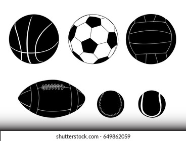 Sport balls - Soccer, American Football, Basketball, Baseball, Rugby, Tennis